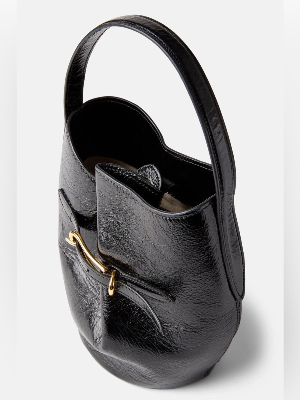Lifer bucket bag Black Patent Leather Shoulder Bag. - Picture 3 of 10